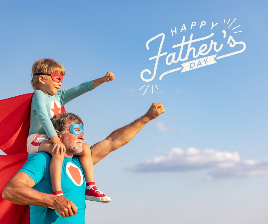 Fathers Day, Fathers, child, capes, red, sky, Happy Fathers Day, clouds, superhero, blue shirts