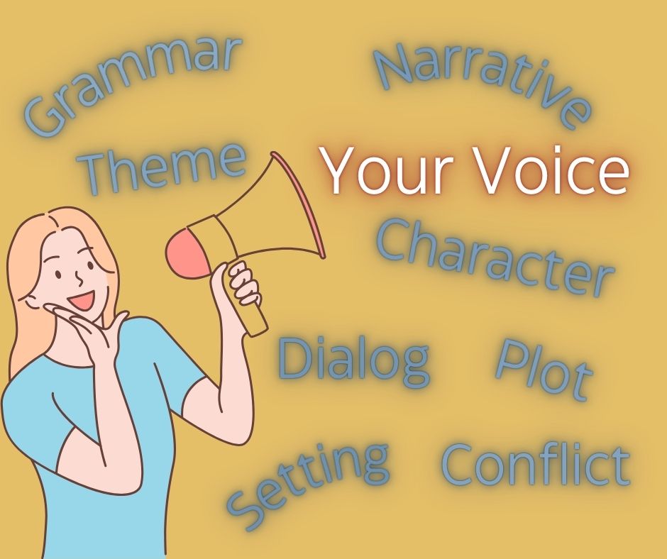 Using Your Voice, words, megaphone, person