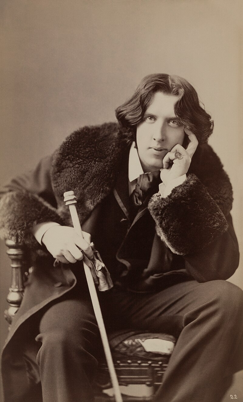 Black, white, walking stick, fur, oscar wilde